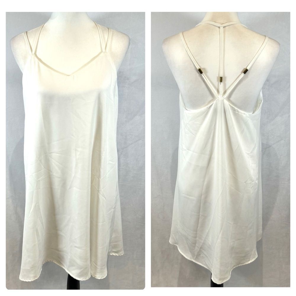 Very J white strappy vneck shift dress size small